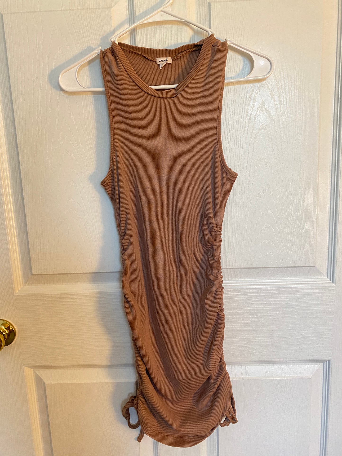 Brown Ruched Mini Dress