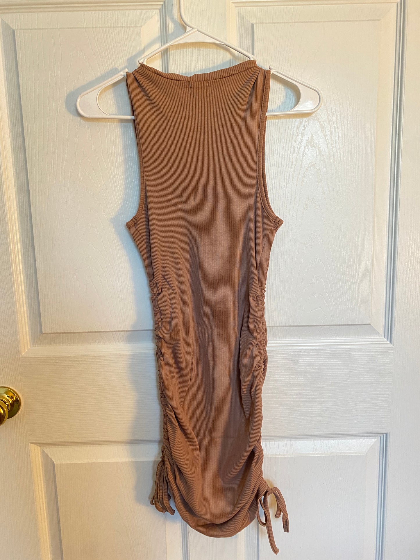 Brown Ruched Mini Dress