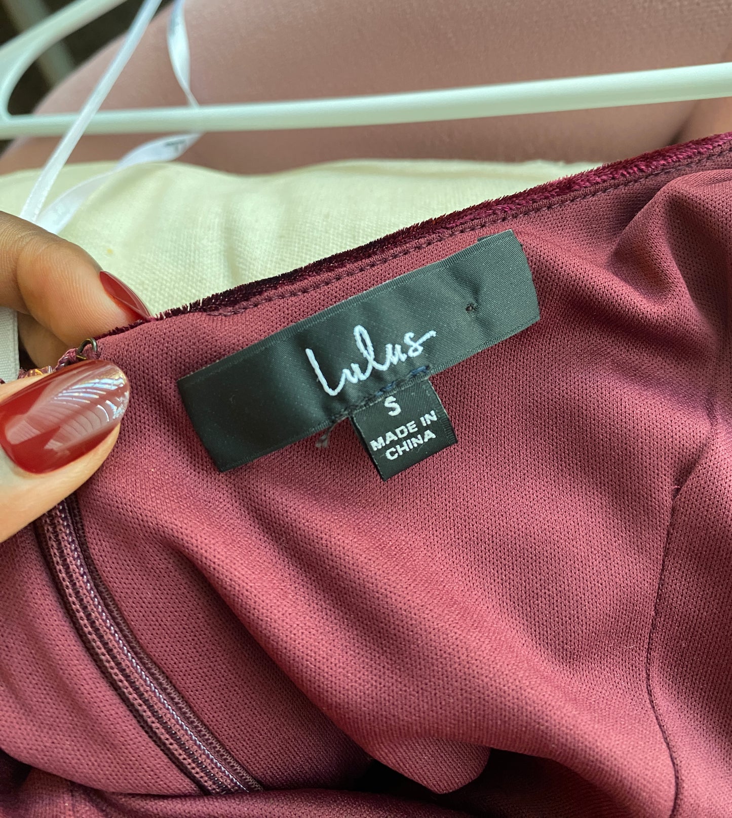 Burgundy Velvet Mini Dress