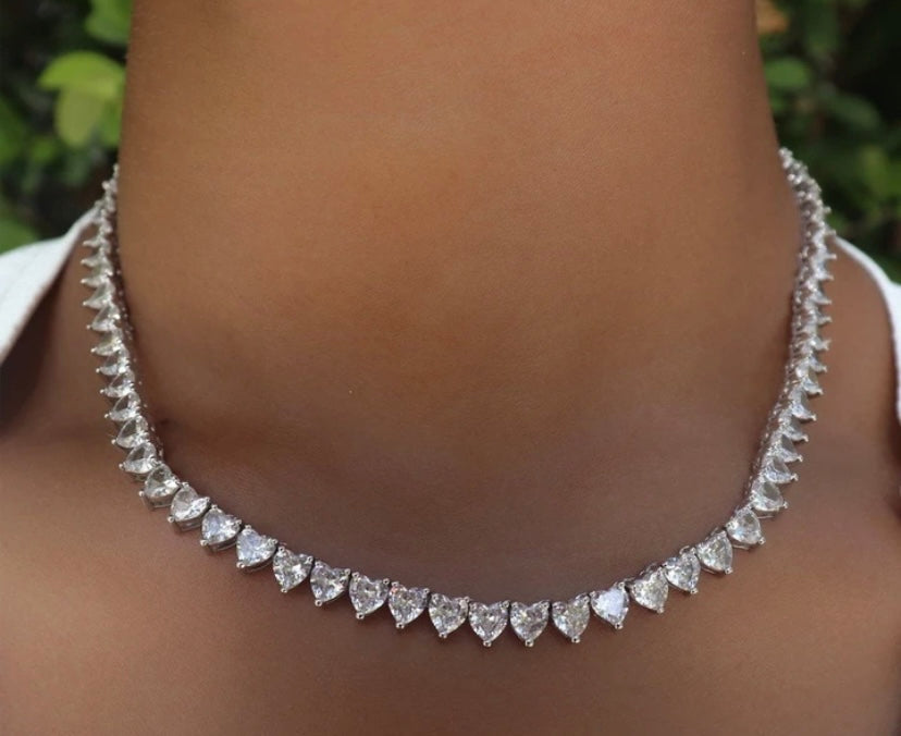 CZ Heart Tennis Choker