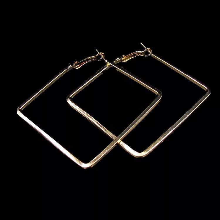 Stylish Gold Geometric Hoops 50mm