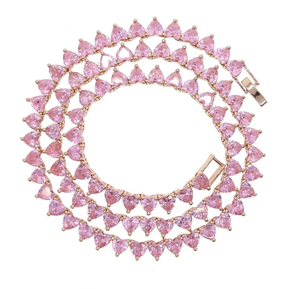 CZ Heart Tennis Choker
