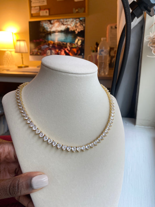 CZ Heart Tennis Choker