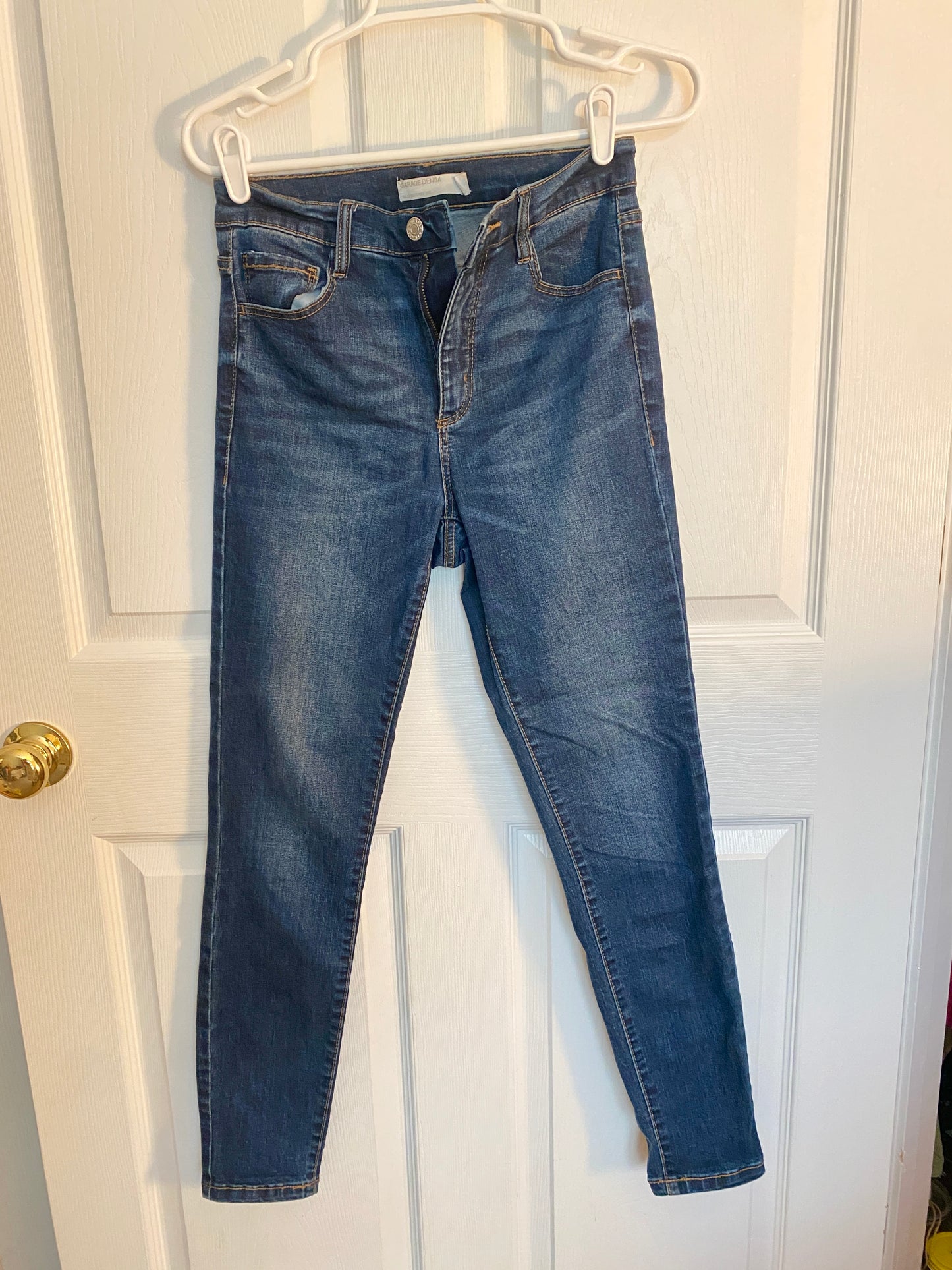 Dark Blue Denim High Waisted Skinny Jeans