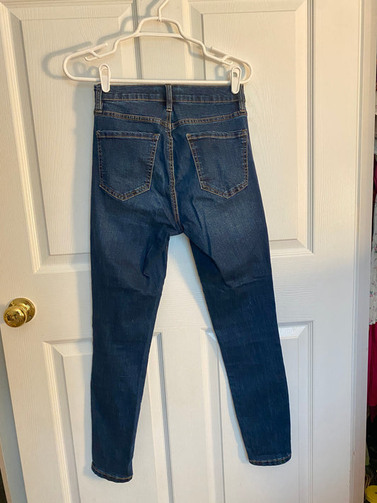 Dark Blue Denim High Waisted Skinny Jeans