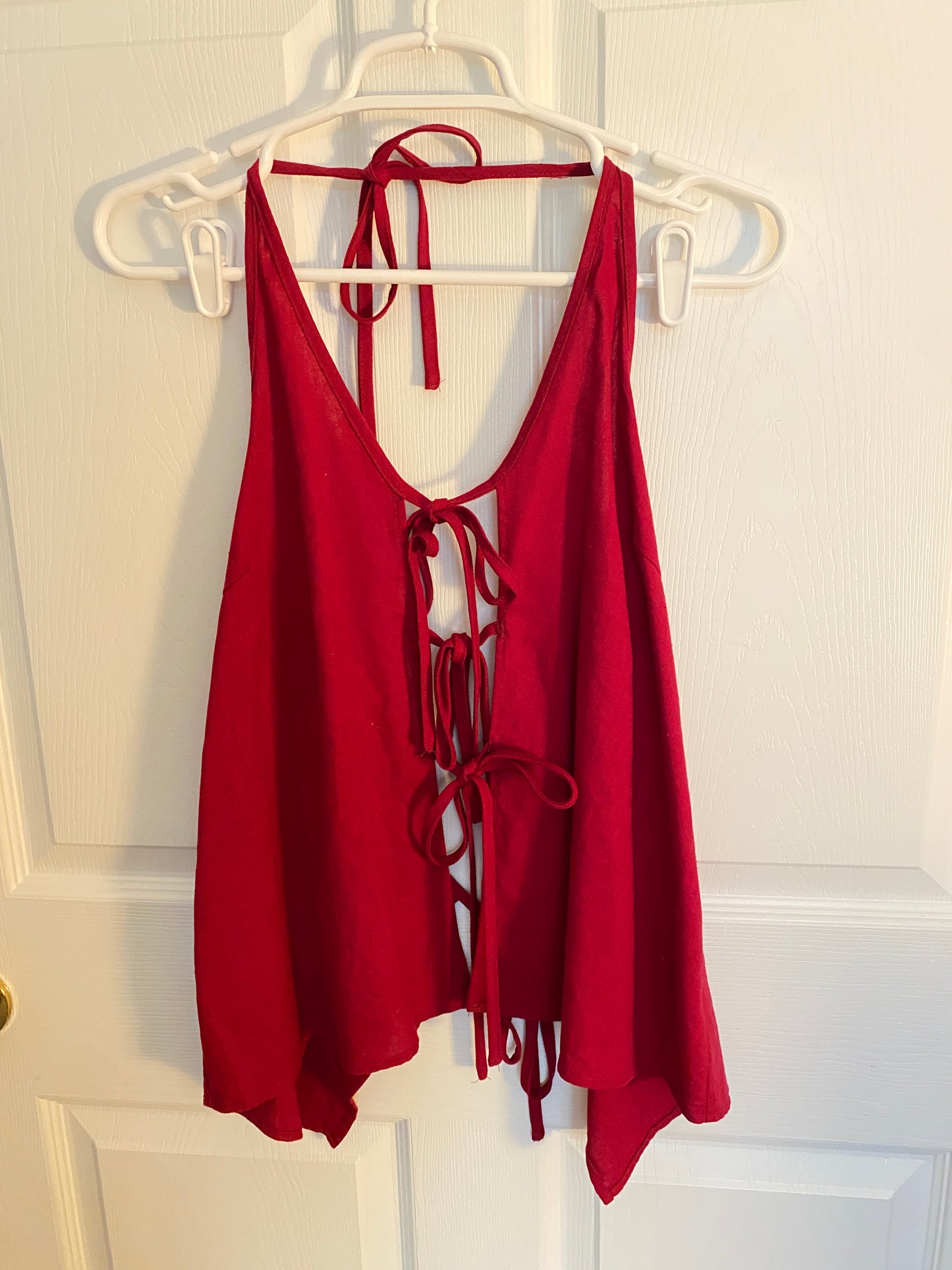 Red Summer Two Piece Set Tie-Front Top & Shorts
