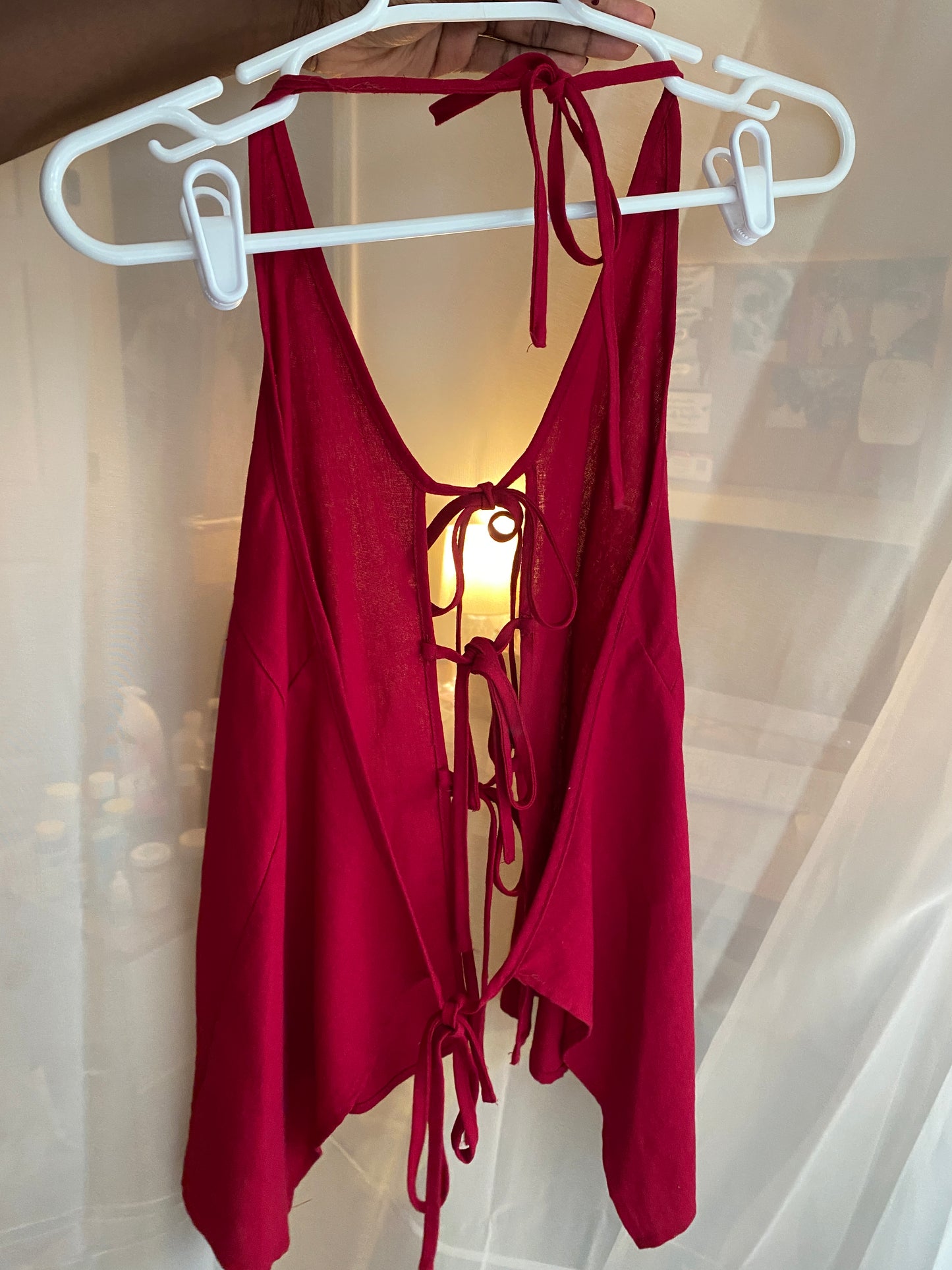Red Summer Two Piece Set Tie-Front Top & Shorts