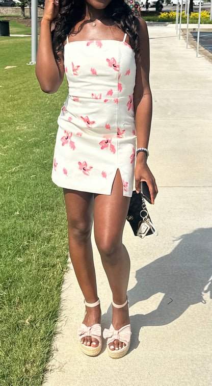Pink Floral Mini Dress