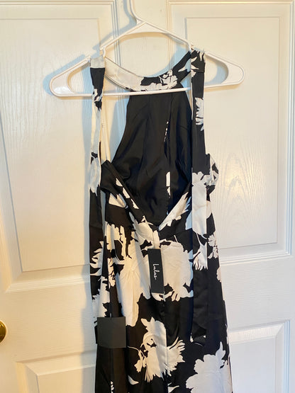 Black & White Floral Halter Neck Maxi Dress