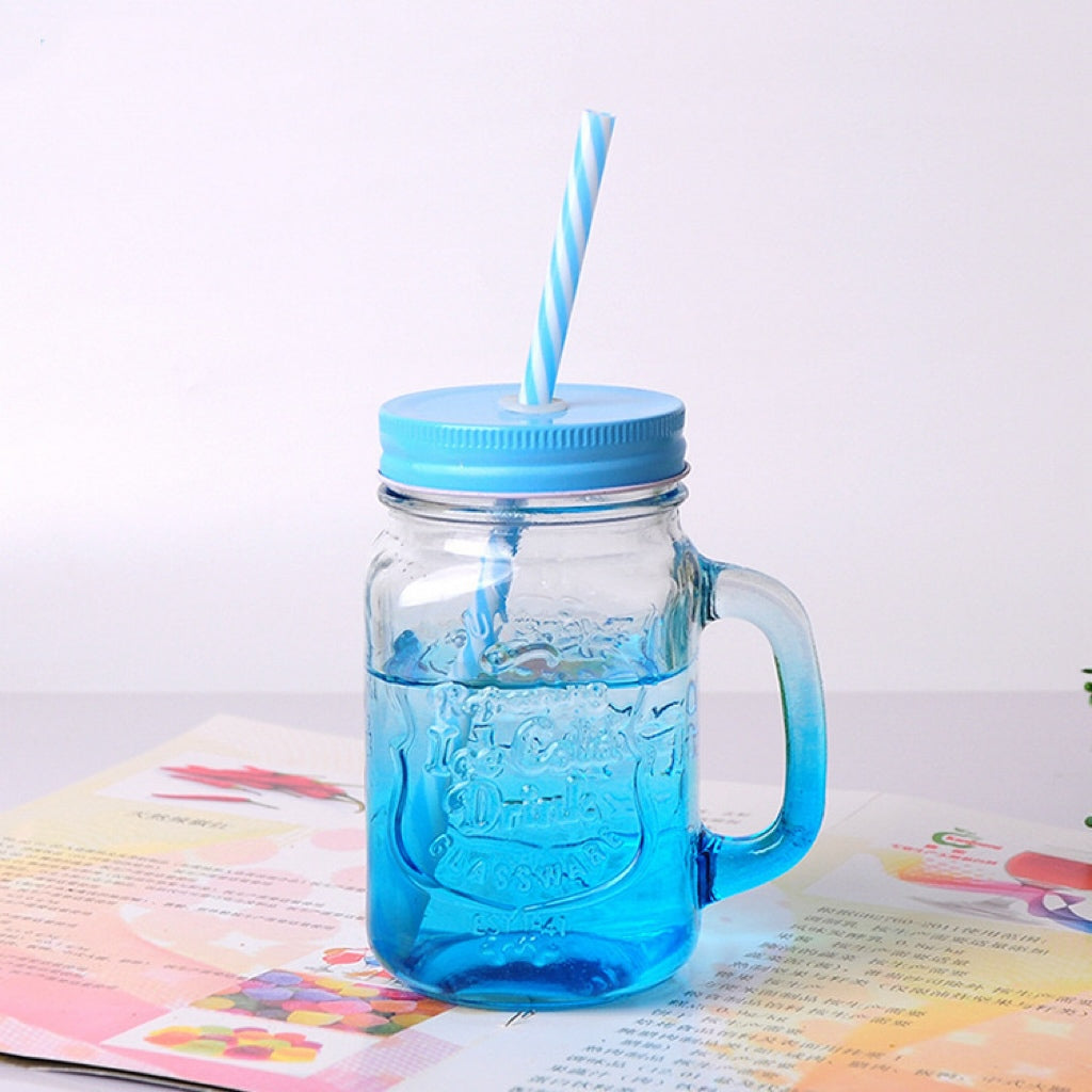 Summer Glass Mason Jar with Straw