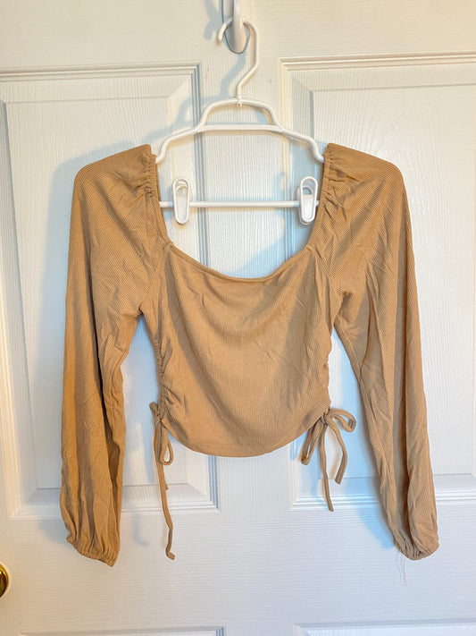 Light Brown Long Sleeve Crop Top
