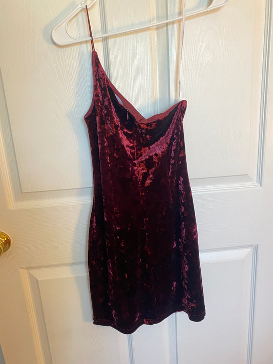 Burgundy Velvet Mini Dress