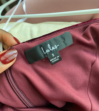 Burgundy Velvet Mini Dress