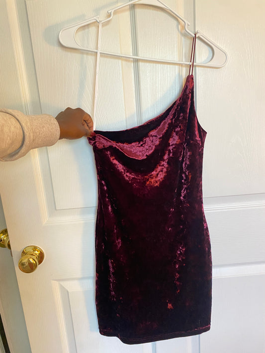 Burgundy Velvet Mini Dress