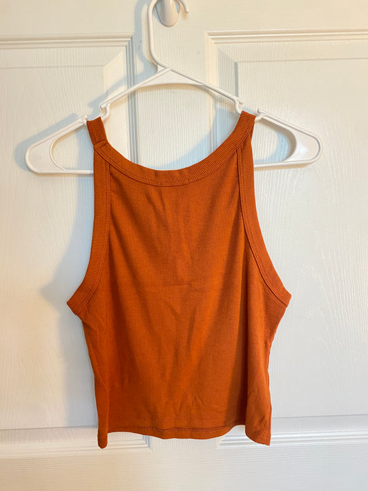 Burnt Orange Ribbed Tank Top