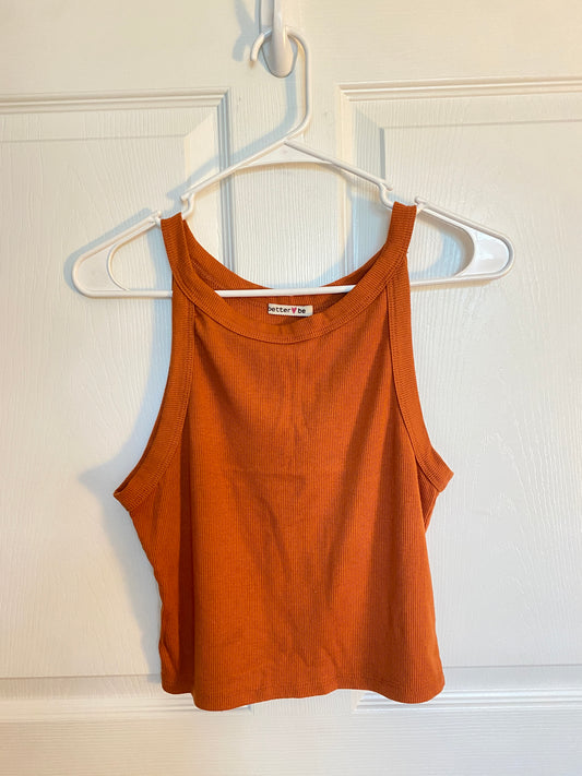 Burnt Orange Ribbed Tank Top