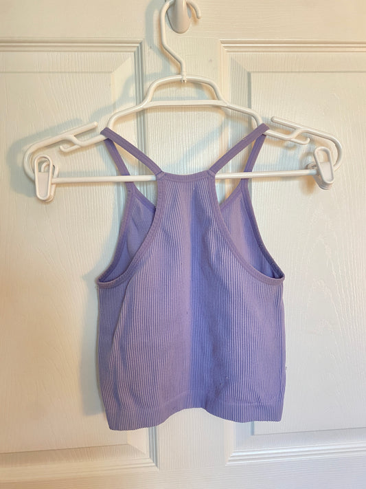Purple Ribbed Sports Tank Top