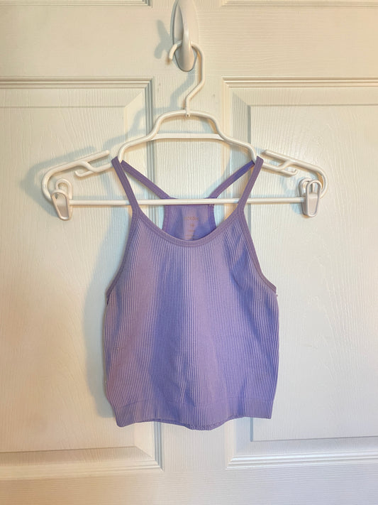 Purple Ribbed Sports Tank Top