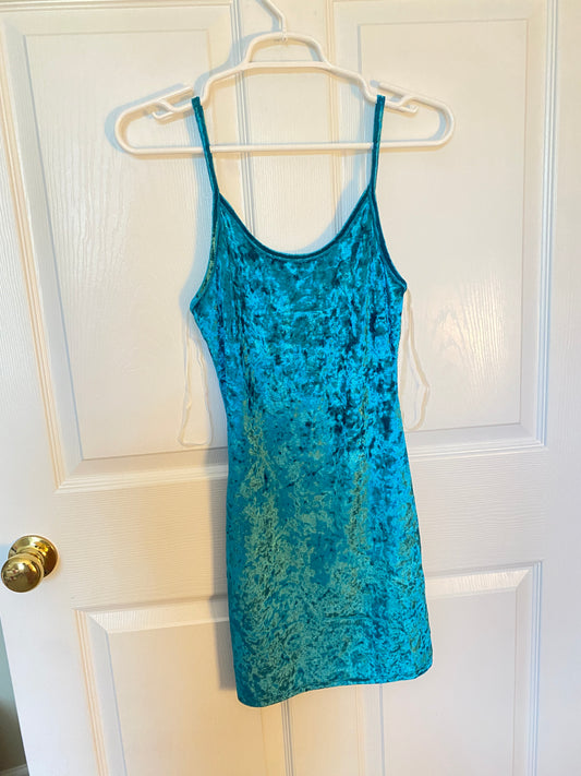 Blue Velvet Mini Dress