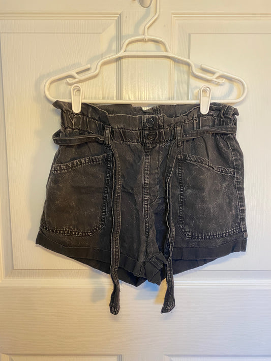 Washed Black Denim Shorts