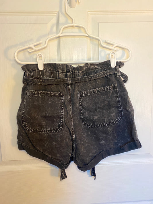 Washed Black Denim Shorts
