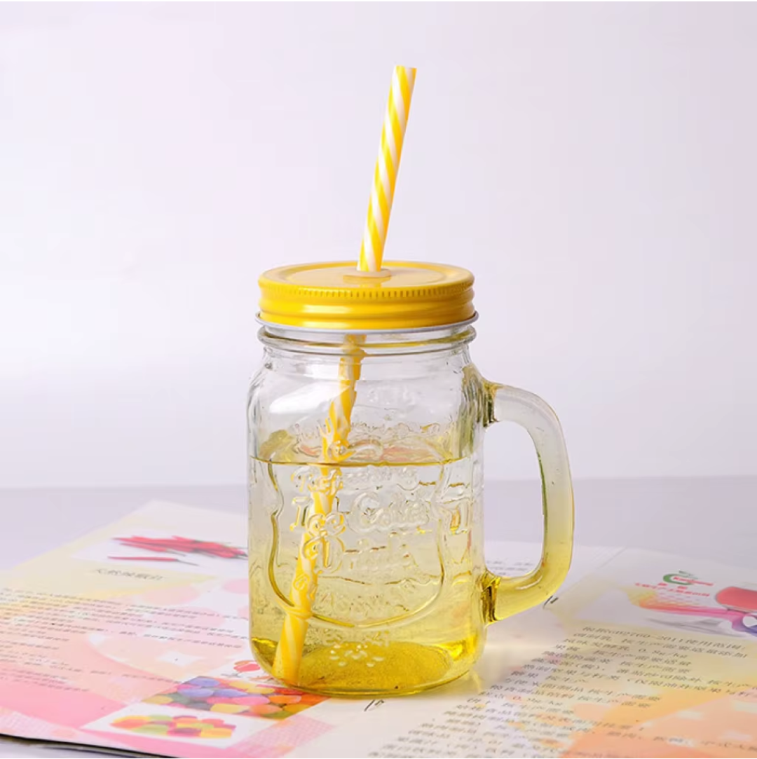 Summer Glass Mason Jar with Straw