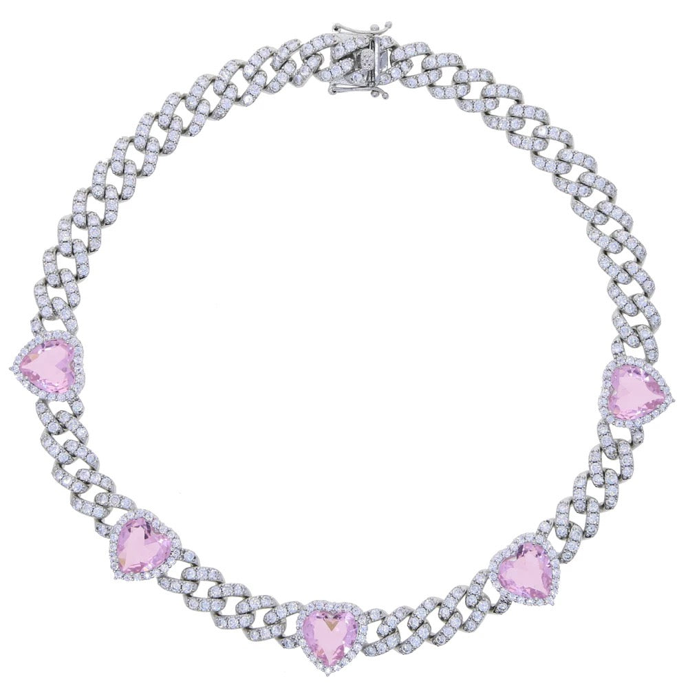 Heart on Pink Ice - Cuban Link
