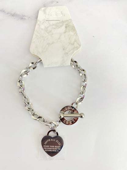 Pulsera de eslabones de acero inoxidable Proverbios 4:23