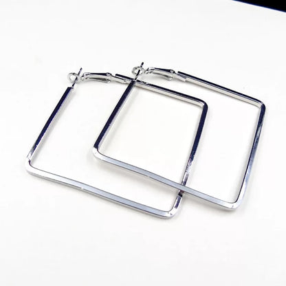 Stylish Silver Geometric Statement Hoops