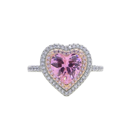 Beauty Pink Two Tone Heart Ring