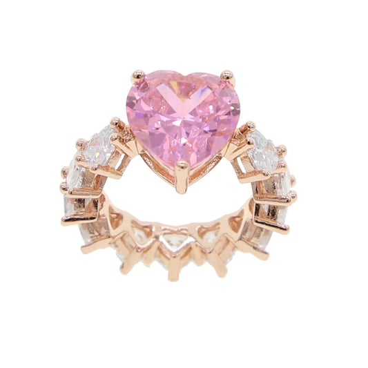 Heart of Pink Baguette Ring